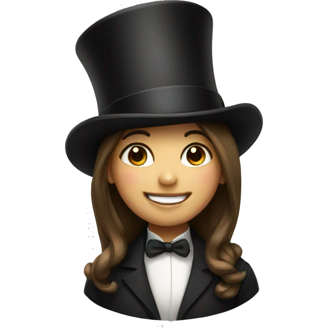 smiling girl in top hat emoji