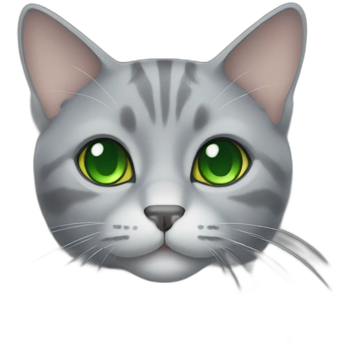 grey tigered cat with green eyes emoji