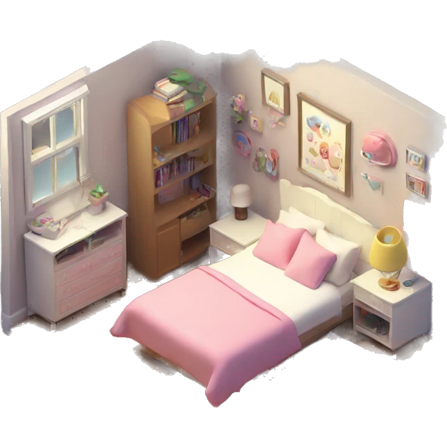 isometric-3d-cute-small-bedroom-teen-girl-interior emoji