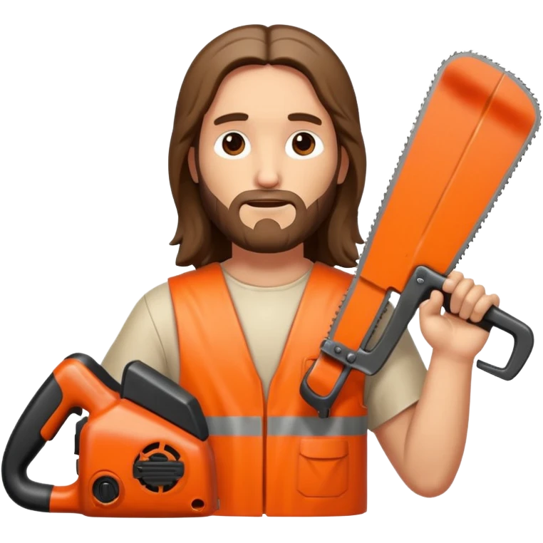Jesus Christ with chainsaws instead of hands emoji