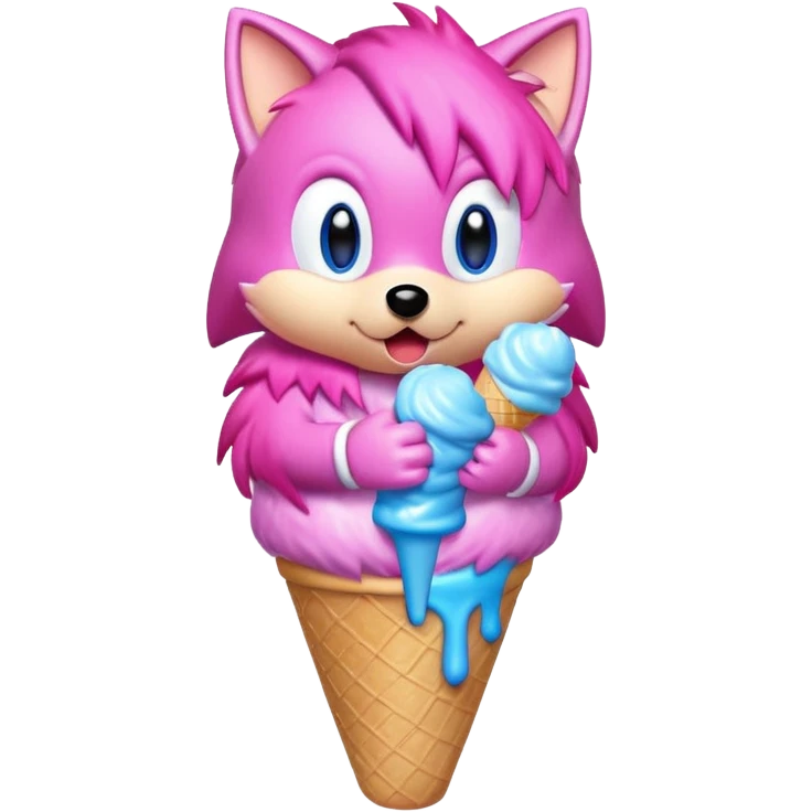 Pink sonic eating ice cream emoji