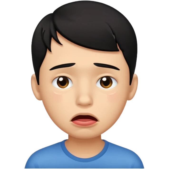 black haired boy portrait big lips crying  emoji