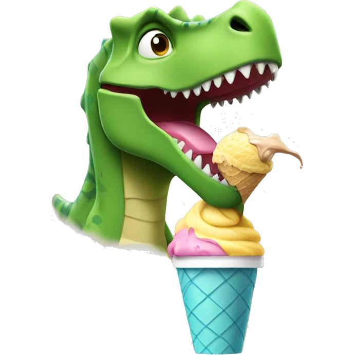 Dinosaur eating ice cream emoji