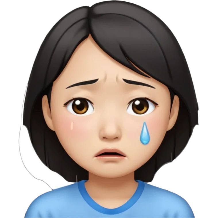 Crying asian girl with clean vibe emoji