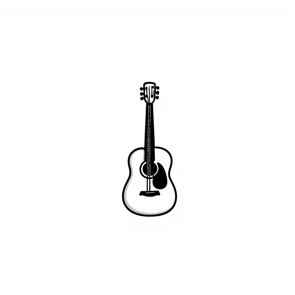 hand-drawn acoustic guitar with strings and sound hole emoji