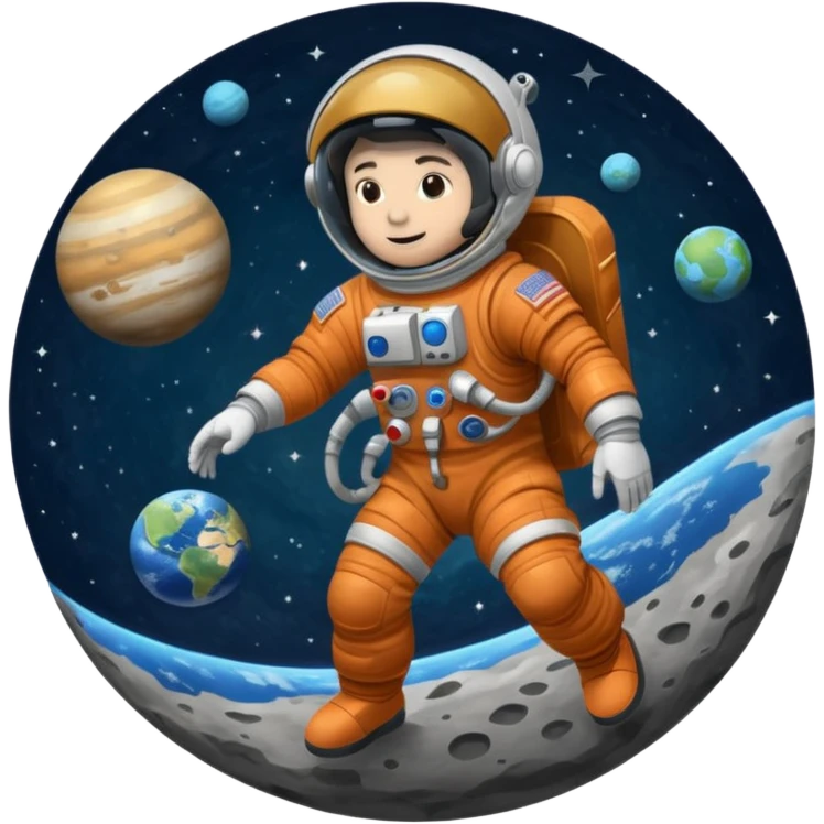 Astronaut rides planets emoji