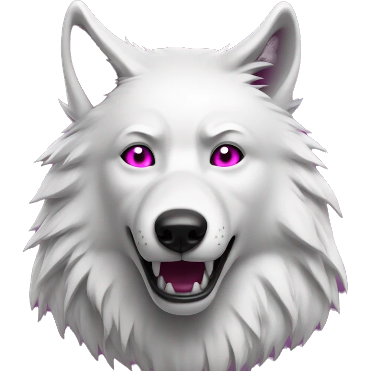 white wolf shocked with magenta eyes emoji