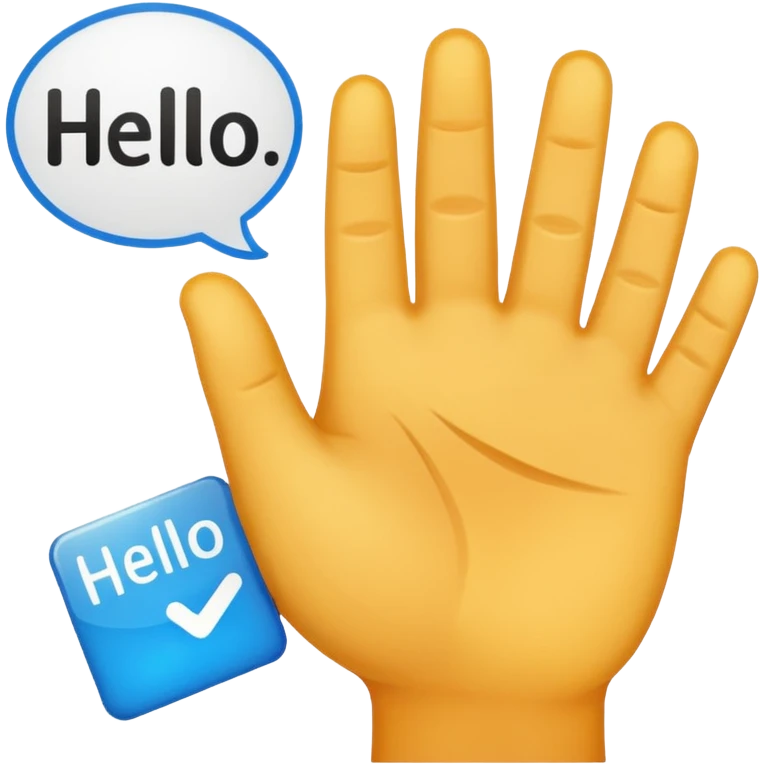 hand holding a sign "hello" emoji
