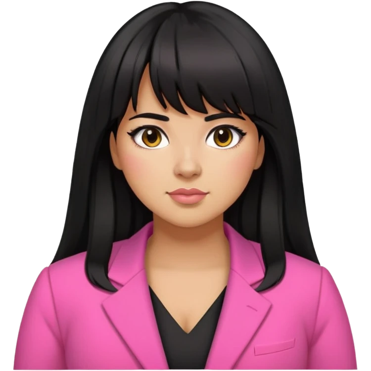 Latina girl with bangs black long hair plus size black and pink blazer emoji