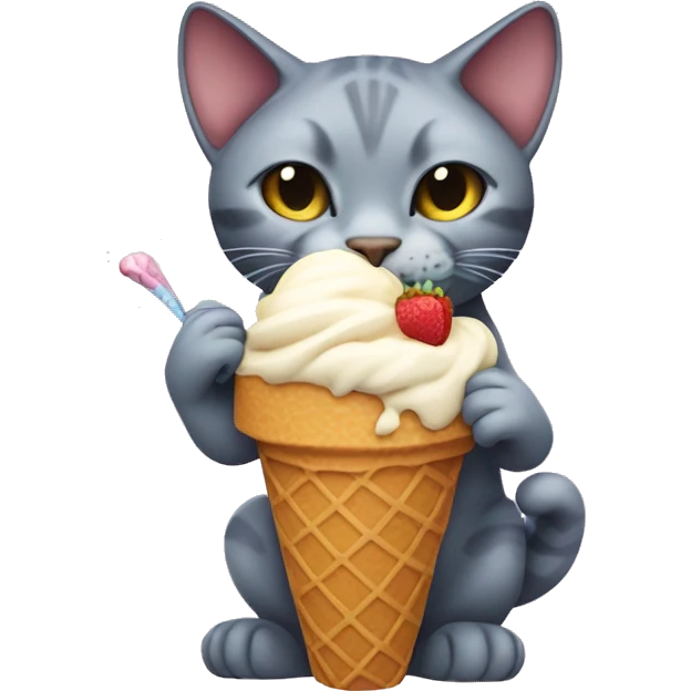 A shpynx cat eating ice cream emoji