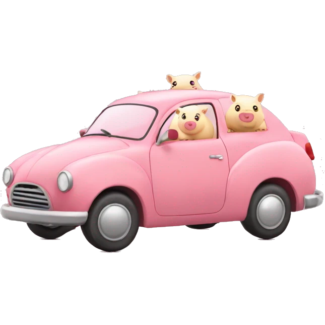 Coche de cerdito con corazones emoji