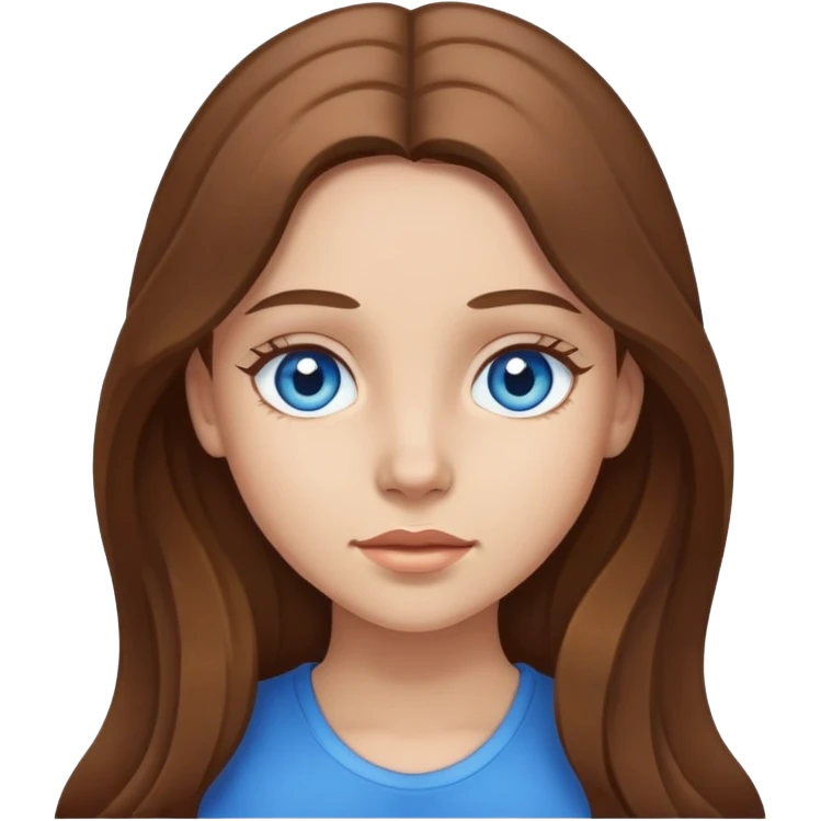 A girl with long Brown hair light skin and blue eyes emoji