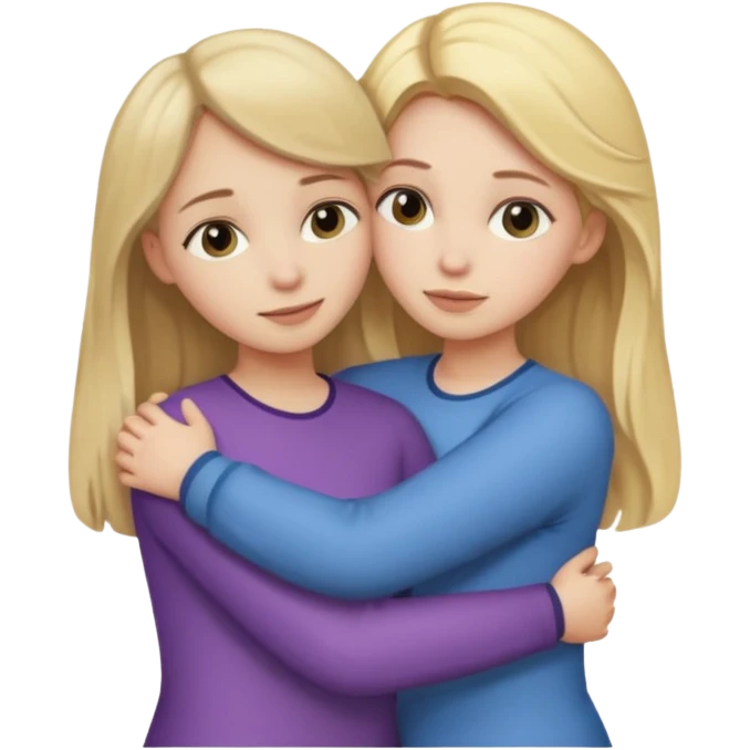 two girls who hug eachother. one has dark blonde hair and very pale skin, other has fair skin and blonde hair emoji
