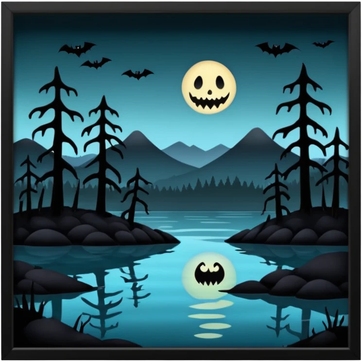 horror lake in dark emoji