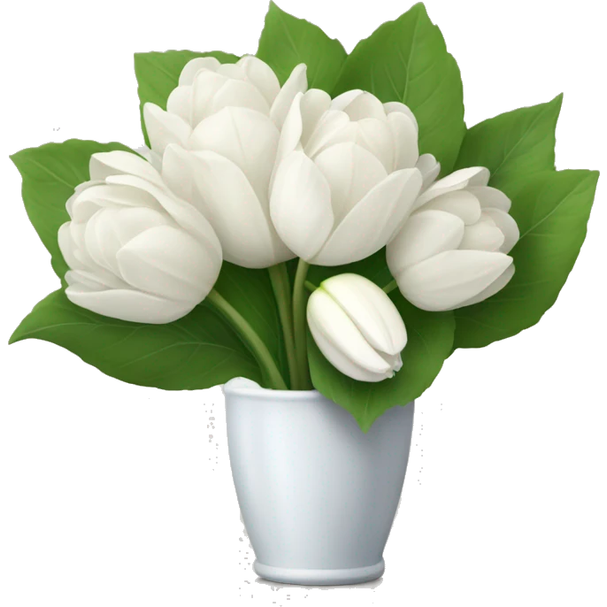 White hydrangea and white tulip bouquet emoji