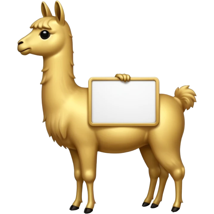 A small golden llama silhouette with a white sign emoji