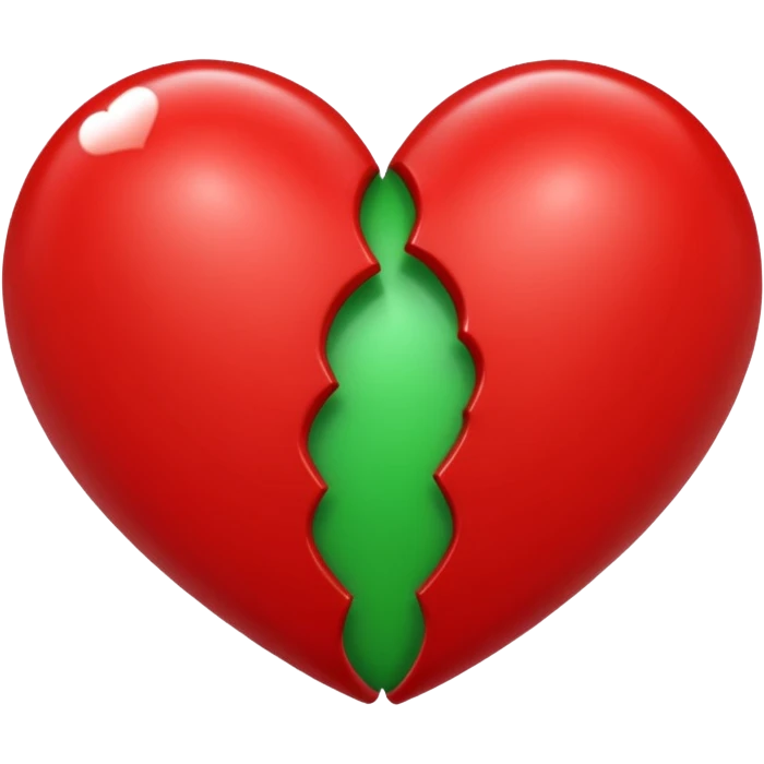 two hearts orbiting each other. one is red, the other is green emoji