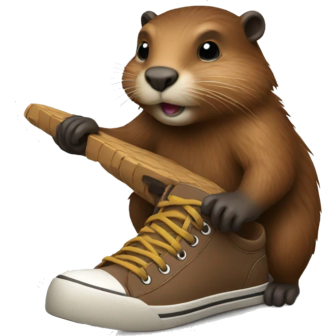 Beaver holding shoe emoji