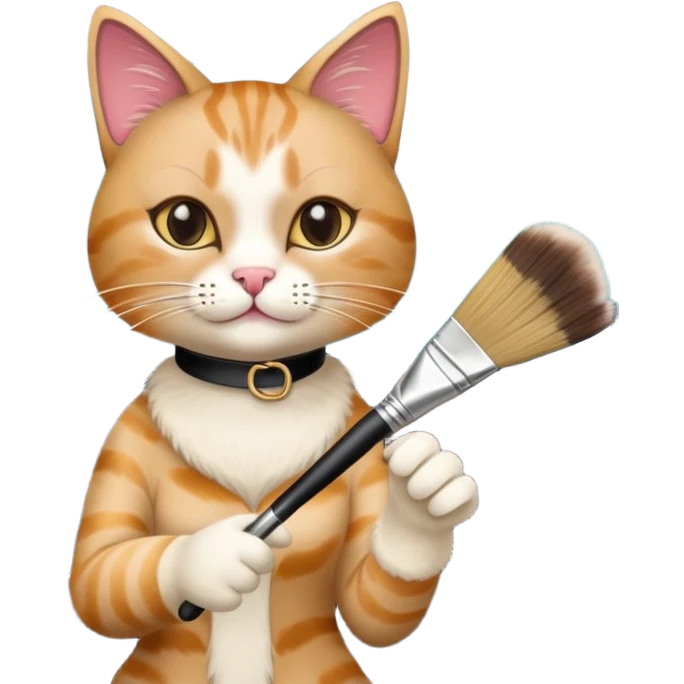 A cat with high heels and can drive a car and likes to do art emoji