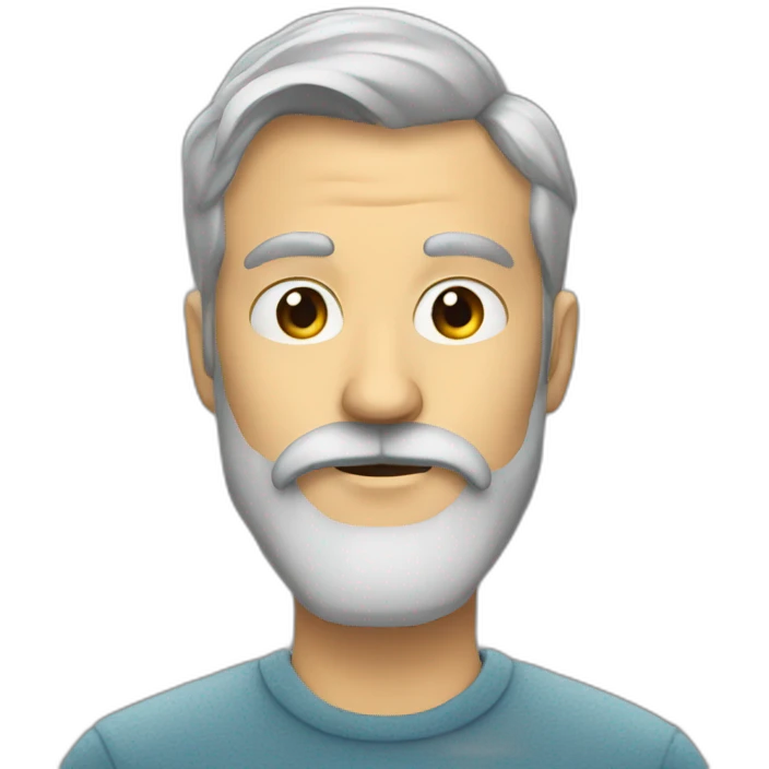Man with a grey beard who do the duck face emoji