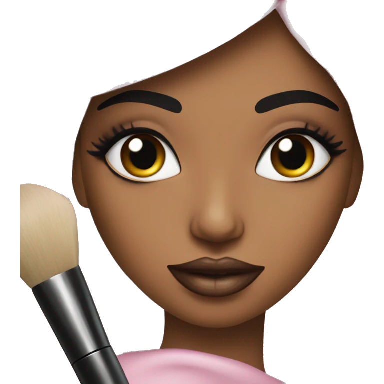 maquilladora hermosa con brochas de maquillaje emoji
