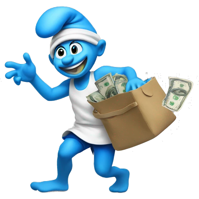 Smurf dancing throwing money  emoji