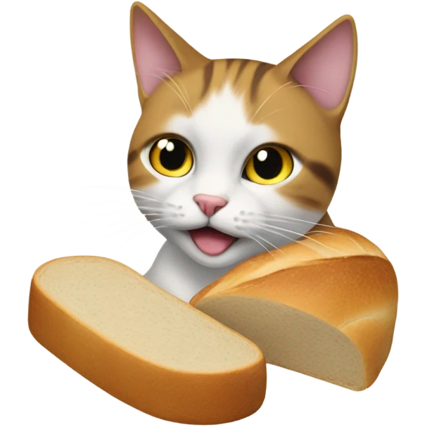 Cat eating bread emoji