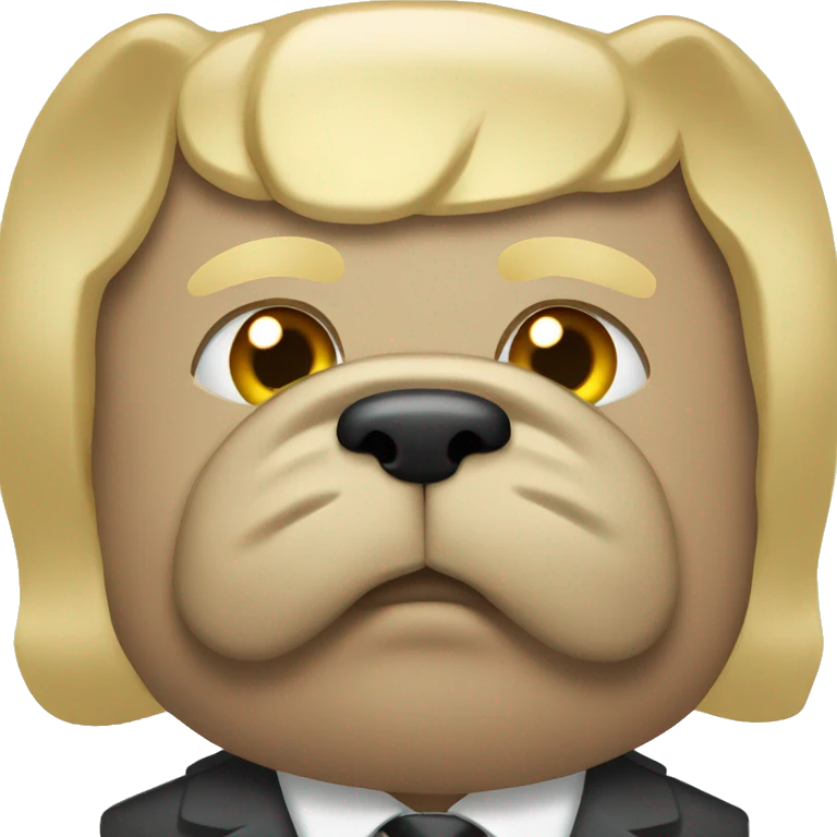 Tech boss with blond hair and bulldog face emoji