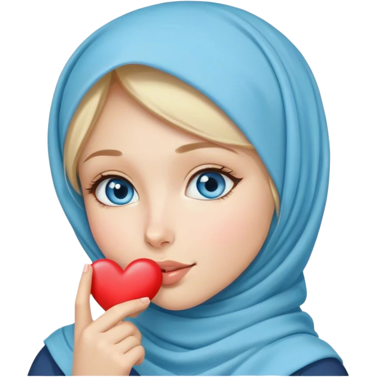 Hijab Girl with blond hair blue eyes beautiful finish and sending lovely heart kisses  emoji