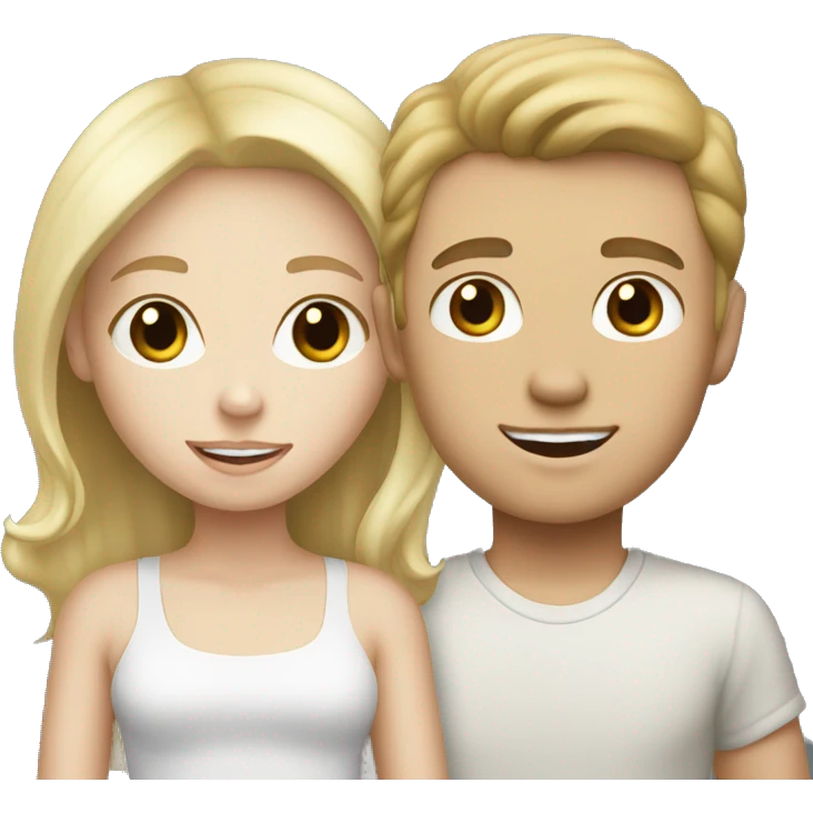Blonde white girl and brunette white boy emoji