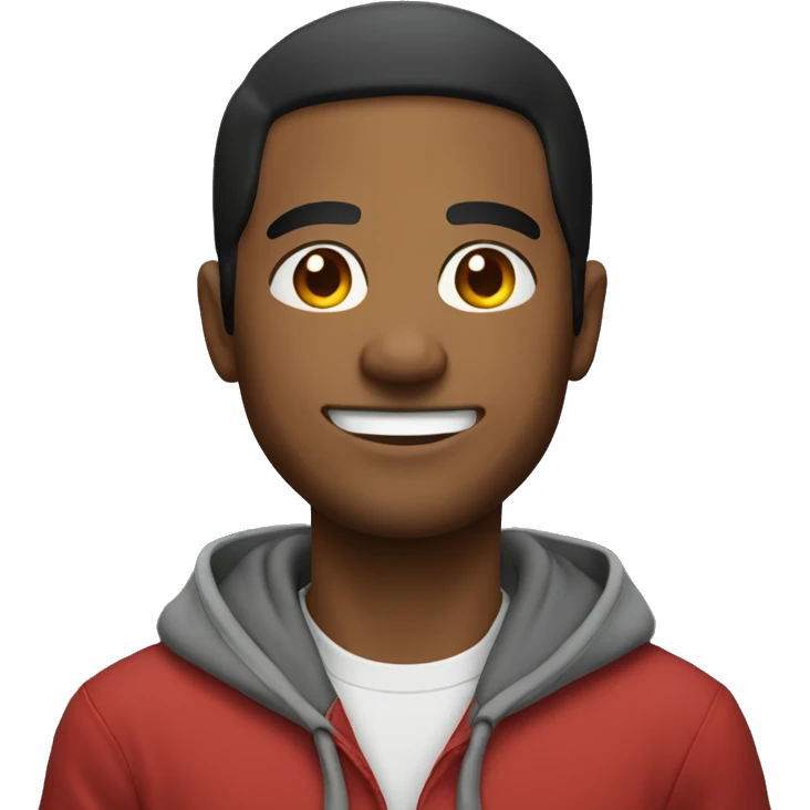 upper body shot of a man smiling and wearing a hoodie emoji