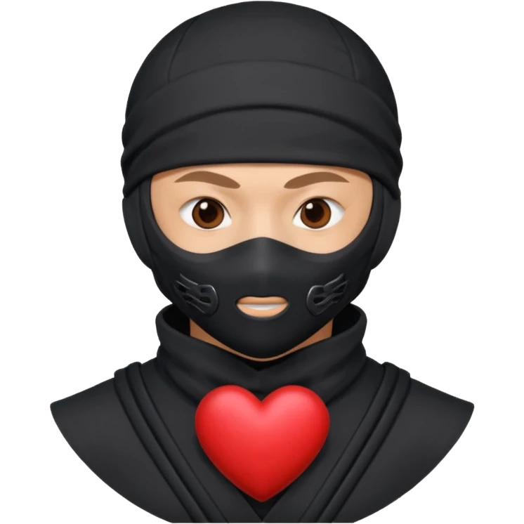 Ninja con ojos de corazón y una corazón emoji