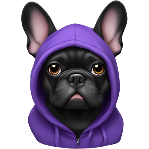 Purple french bulldog with black hoodie  emoji
