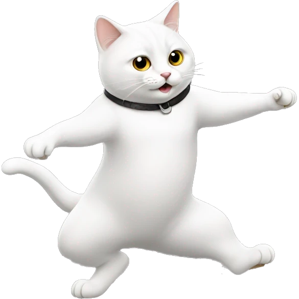 White British cat dancing  emoji