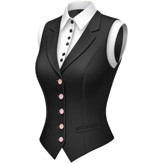 black formal women's vest with feminine cut, 3 buttons, tailored for women, sleeveless garment only emoji