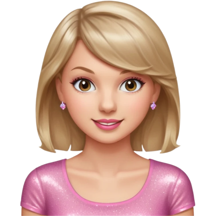 Taylor Swift smile in a sparkling pink top emoji