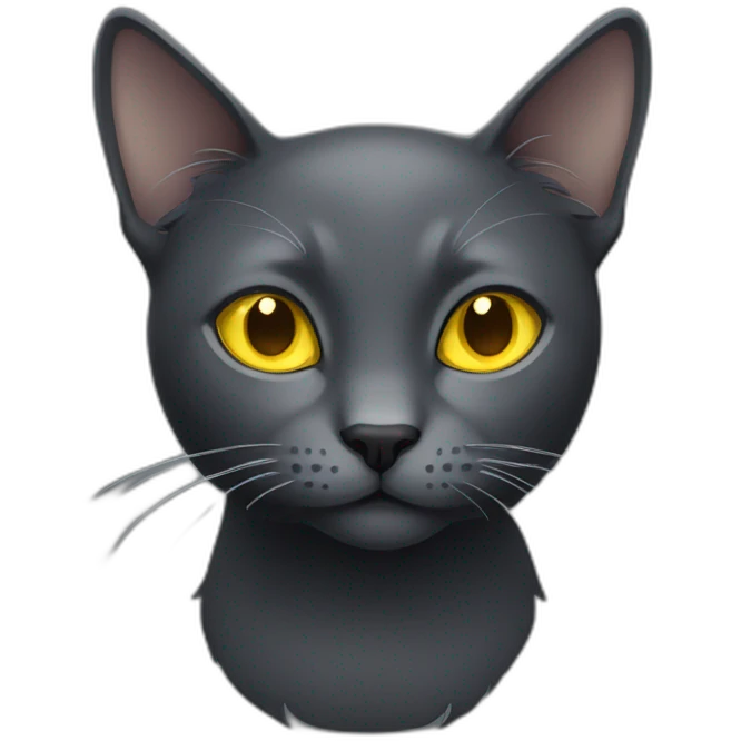 dark grey cat with yellow eyes emoji
