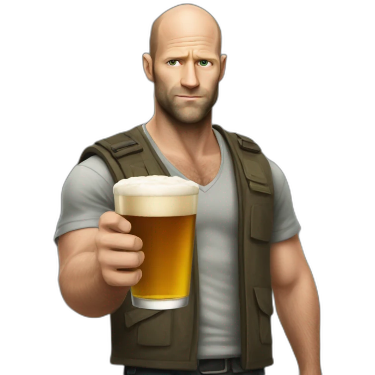 Statham with pint emoji