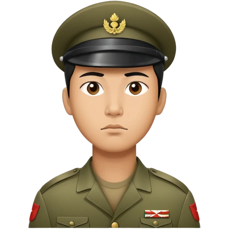 serious asian photorealistic soldier emoji