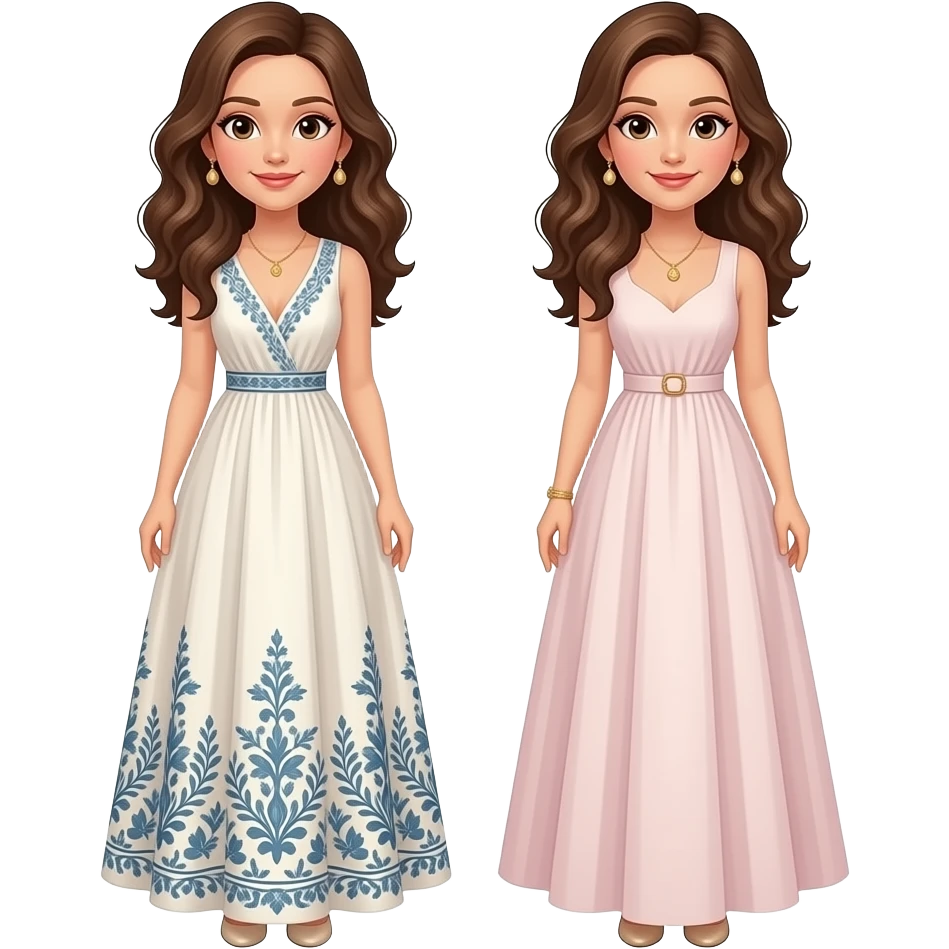 Ladies in long maxi skirt emoji