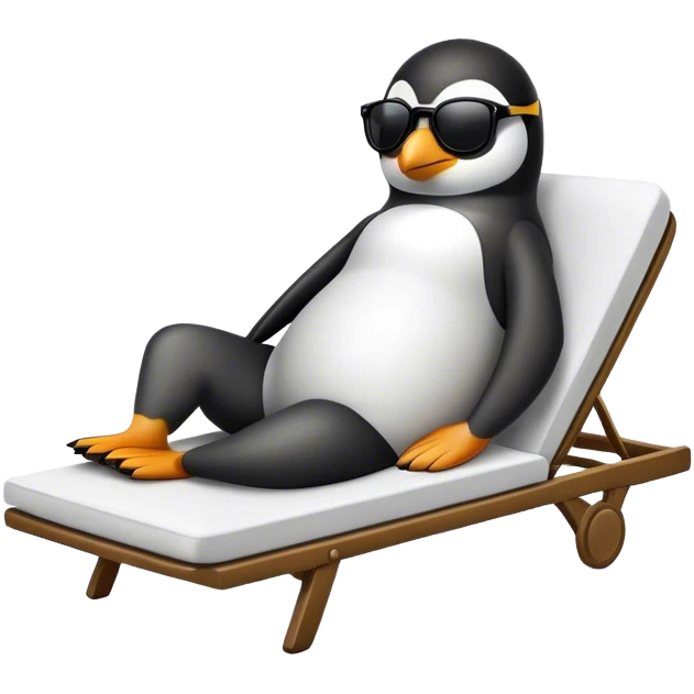 Pinguin in sunglasses on a chaise longue emoji