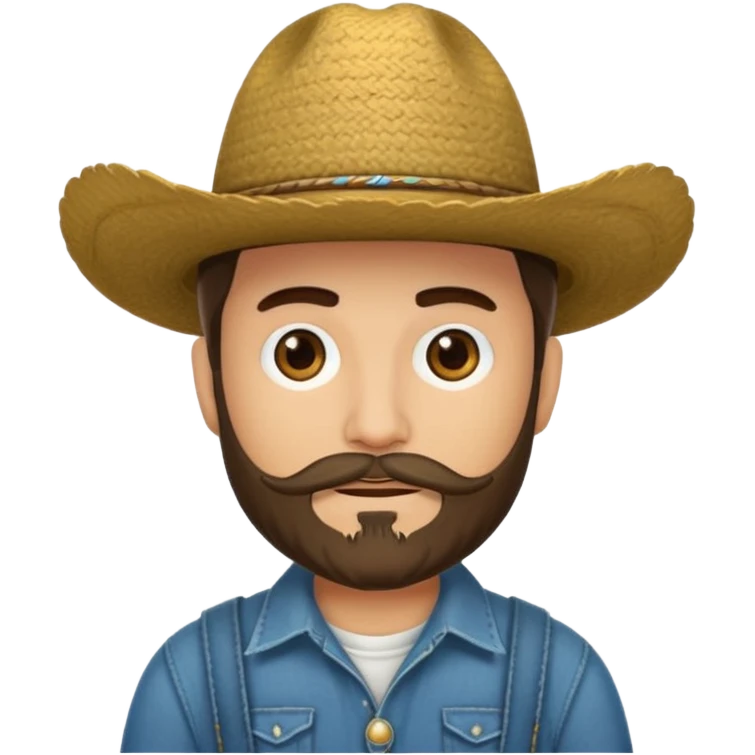Un muchacho con sombrero vaquero y con barba completa emoji