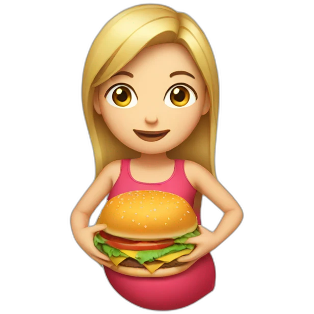 Girl pregnant with a burger emoji
