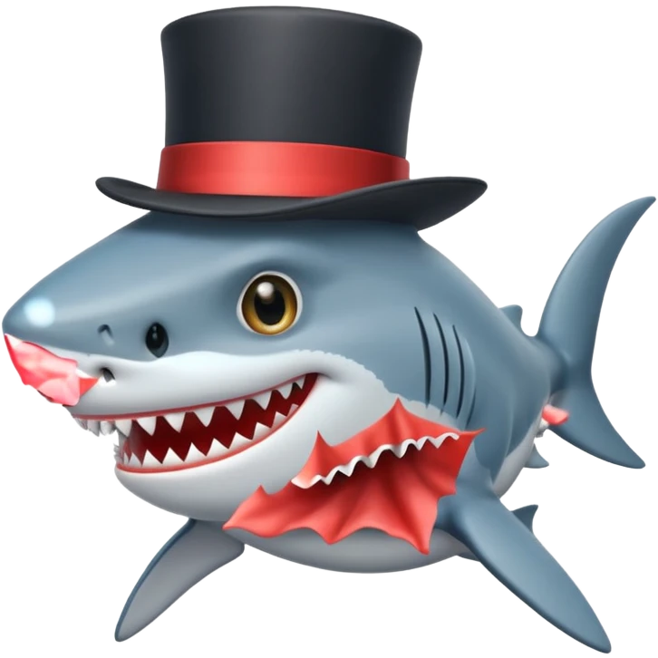 Shark with a top hat emoji