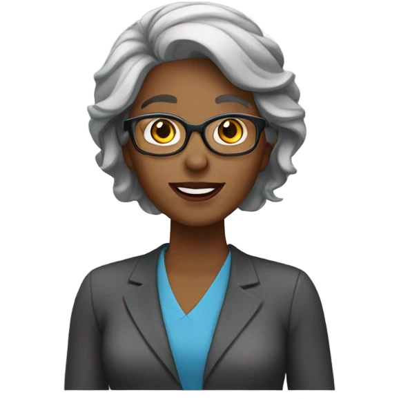female Teacher with black hair with gray emoji