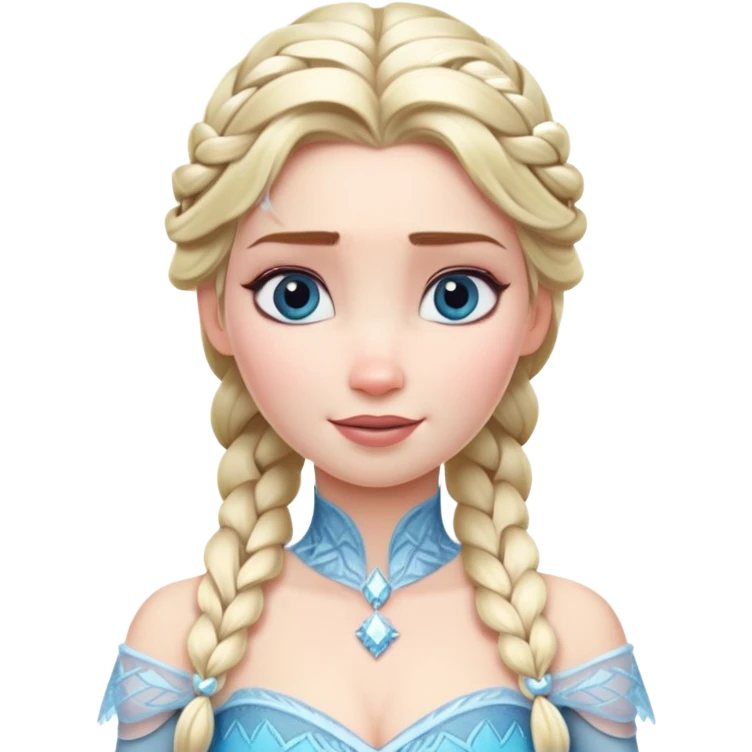 Elsa from Frozen with blonde braid, ice queen, chest up portrait emoji
