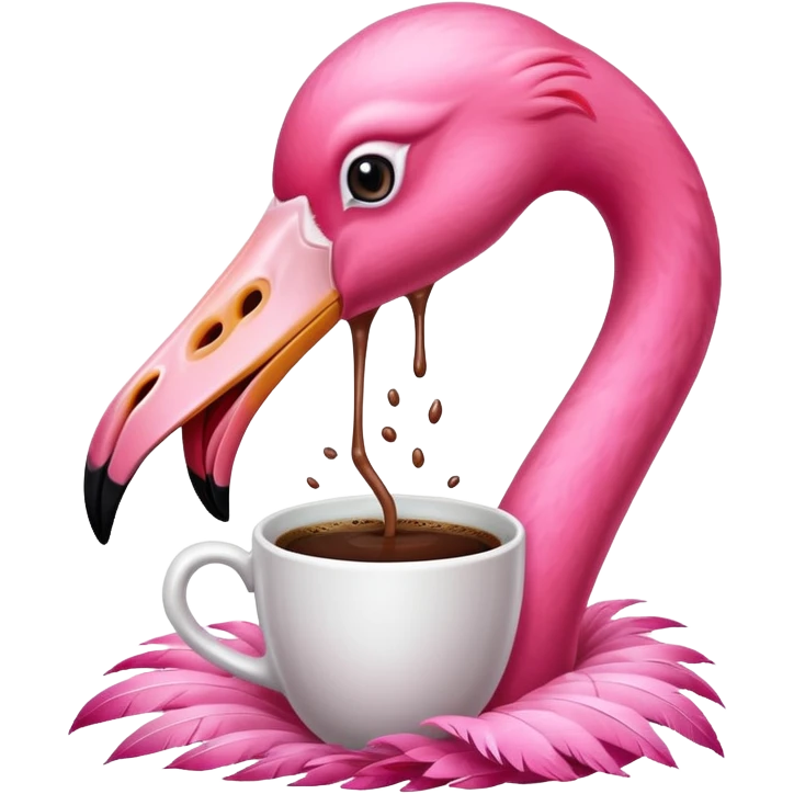 Flamingo drinks coffee  emoji