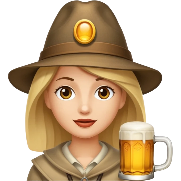Erstelle das WhatsApp Emoji "zwinkerndes Gesicht" mit Bierkrug und Hut emoji