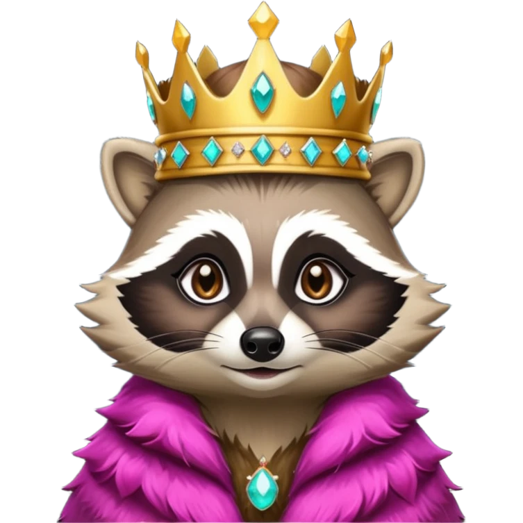 queen racoon with jewelled crown  emoji