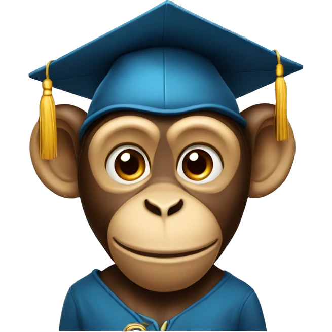 Monkey with university hat emoji